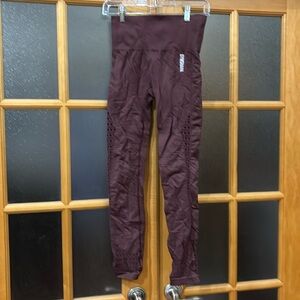 Gymshark leggings with cutouts, maroon.  Size 2